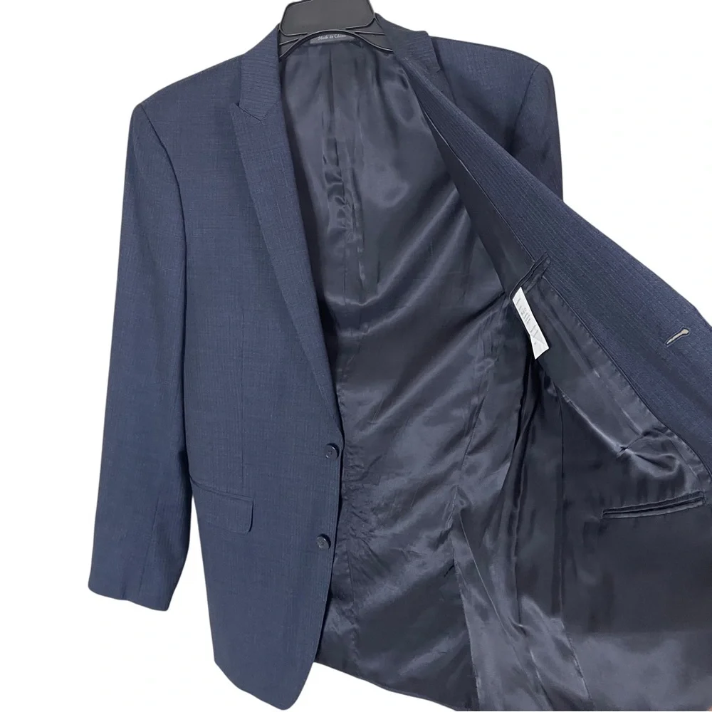 Calvin Klein 2pc Suit Mens 42L Blue Flat Front Pants 34x30 Extra Slim Fit